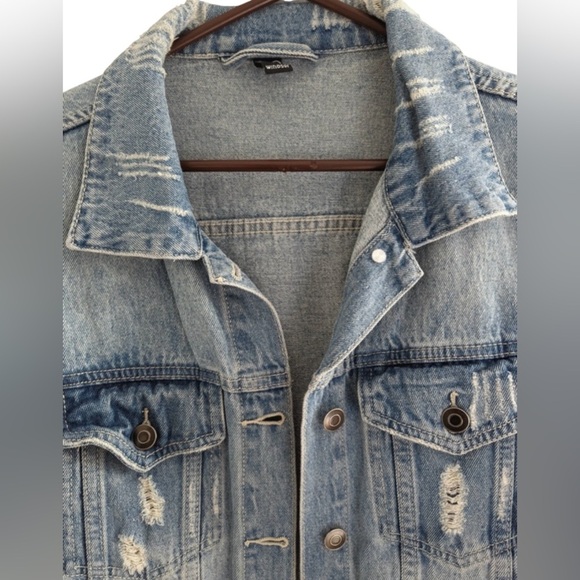 Windsor Distressed Light Wash Denim Jacket Size M - Picture 8 of 14